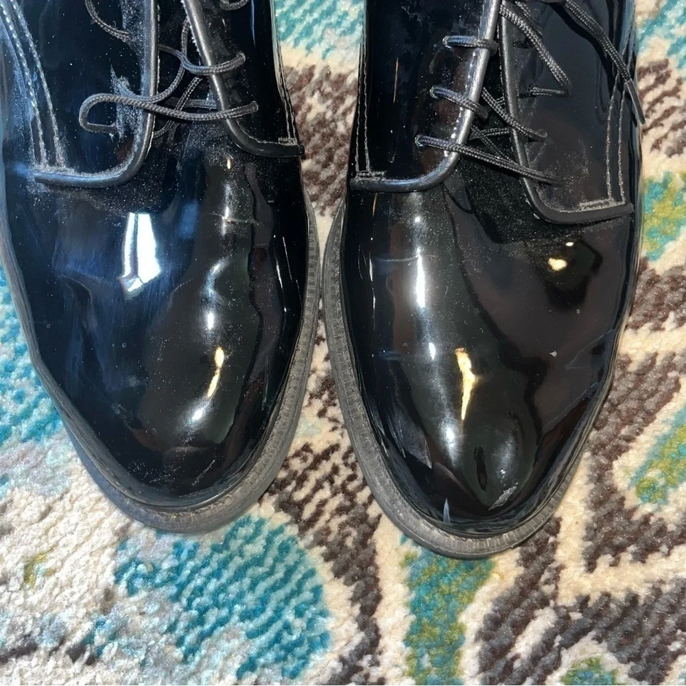 Men’s Black Patent Leather Uniform Oxford Shoes Size 12 Vibram